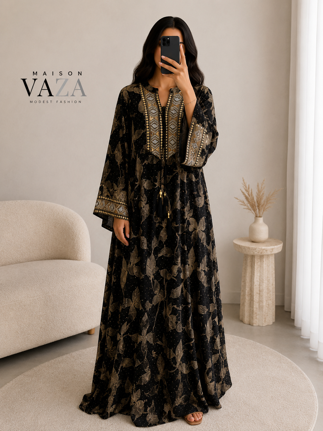 Abaya Prestige Noir & Or
